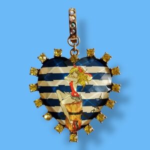 RARE Betsey Johnson Ship Shape Pinup Girl XL Pendant